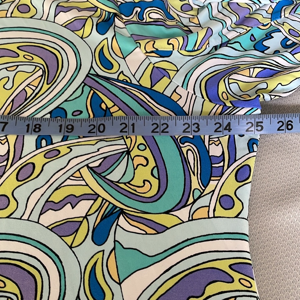 Lulu-B Blue and Yellow Geo Print 1/2 Zip Long Sleeve Pullover Top Size 1X - Picture 4 of 8